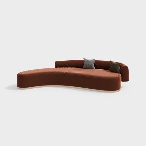 Stylish Curved Sofa 3D model for Contemporary Spaces