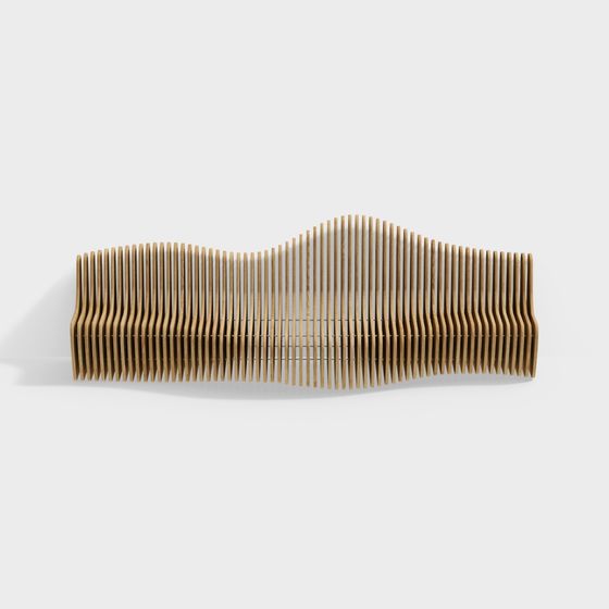 Wave Wood Bench 3D model for Creative Projects