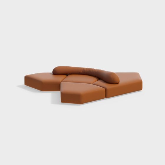 Streamlined Sofa 3D model for Modern Aesthetics