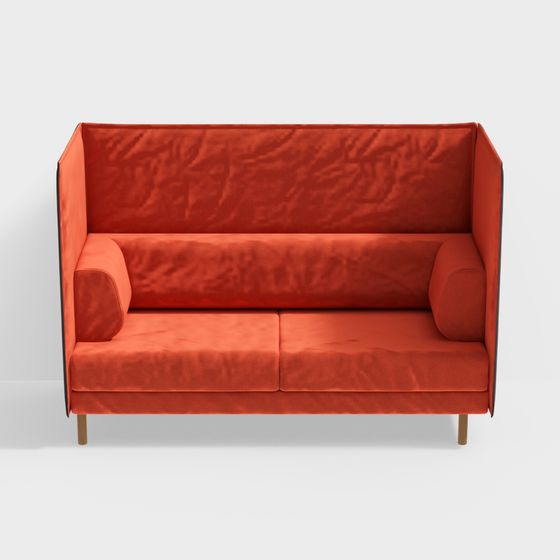 Chic Low-Poly Coral Red Sofa 3D model for Modern Spaces