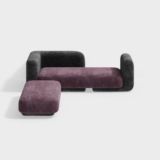 Stylish Low-Poly Sofa Suite 3D model