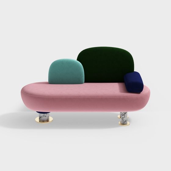 Stylish Pink 3D Sofa Model for Modern Interiors