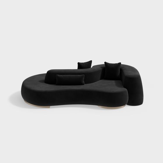 Stylish Black Curved Sofa 3D model for Modern Spaces