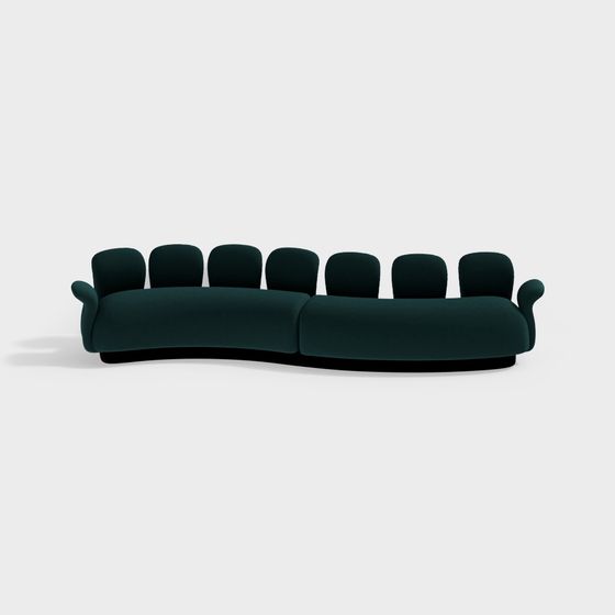 Stylish Green Curved Sofa 3D model for Home Decor