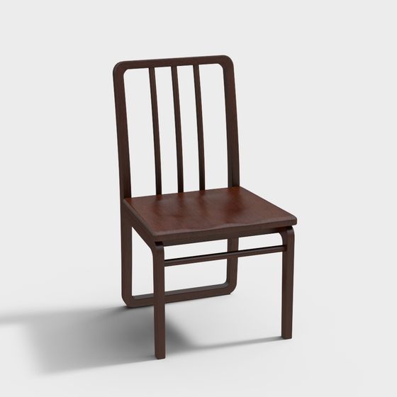 Minimalist Brown Wooden Chair 3D model