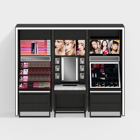 Elegant Cosmetic Display Cabinet 3D model