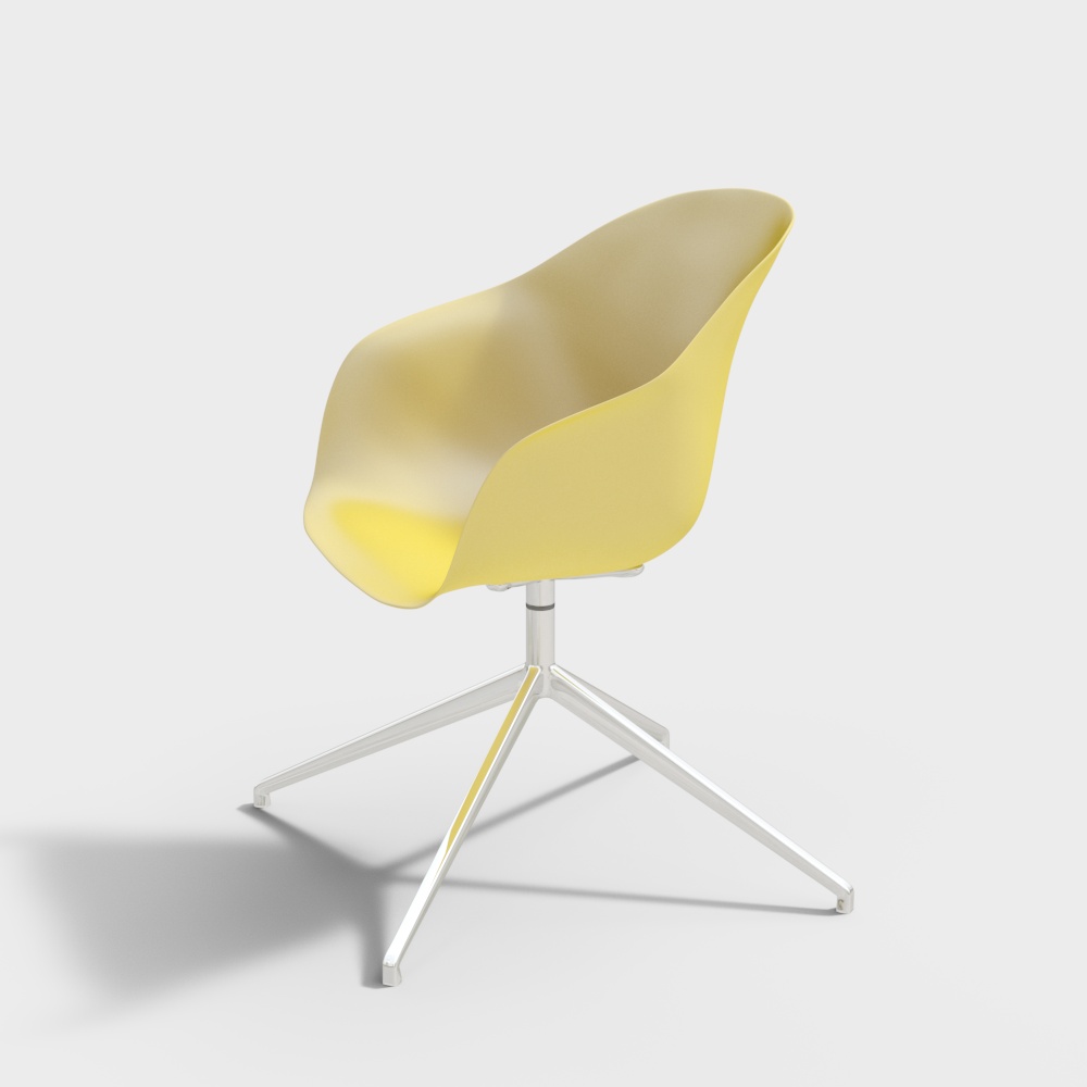 FutureBloom Chair 3D Model – Vibrant Yellow, Low-Poly Design