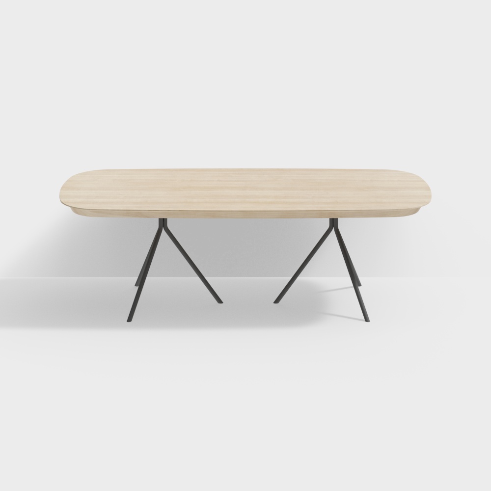 Sleek Polygonal Dining Table 3D Model – Minimalist Wood & Metal