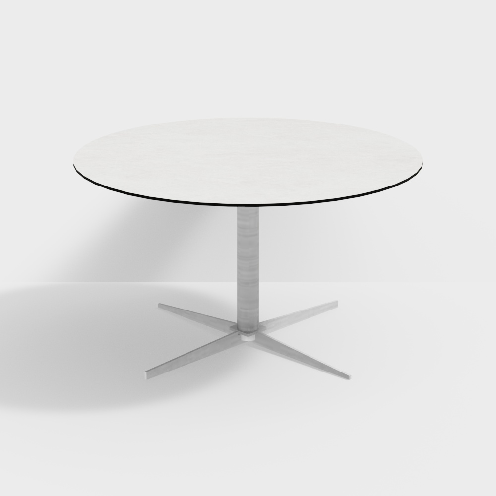 Stylish Low-Poly Round Table 3D Model – Wood & Metal