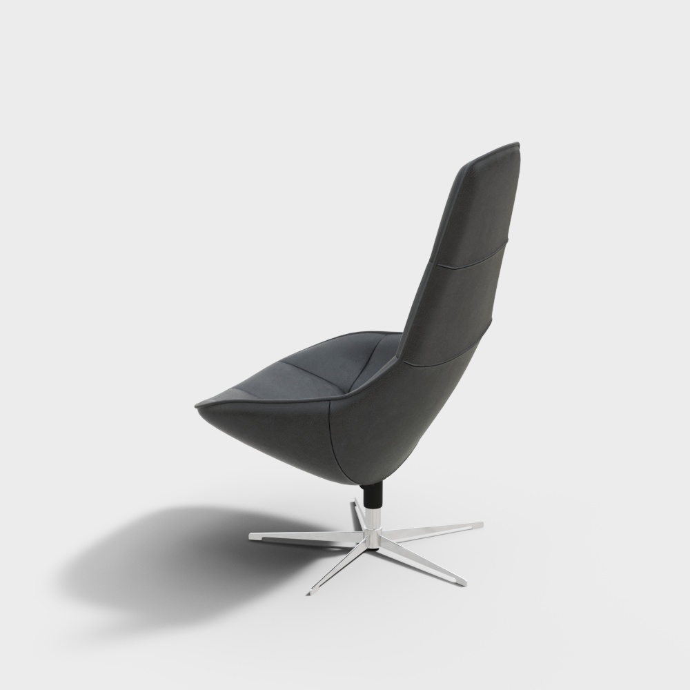 Urban Leisure Chair 3D Model – Minimalist Gray Leather