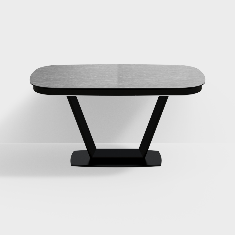 Elegant Minimalist 3D Dining Table – Oval Black Metal
