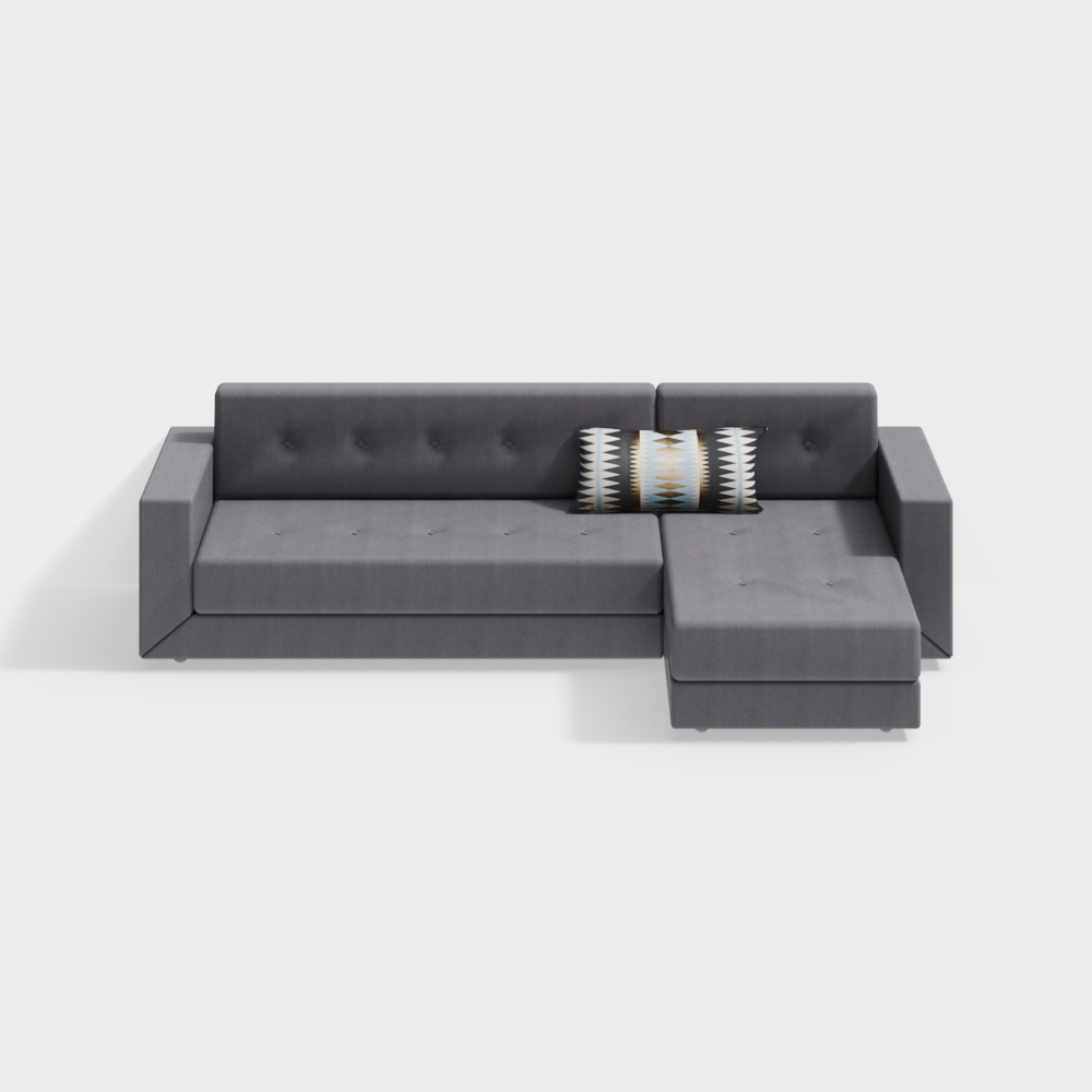 Stylish Low-Poly Sofa 3D Model – Modern Gray Fabric