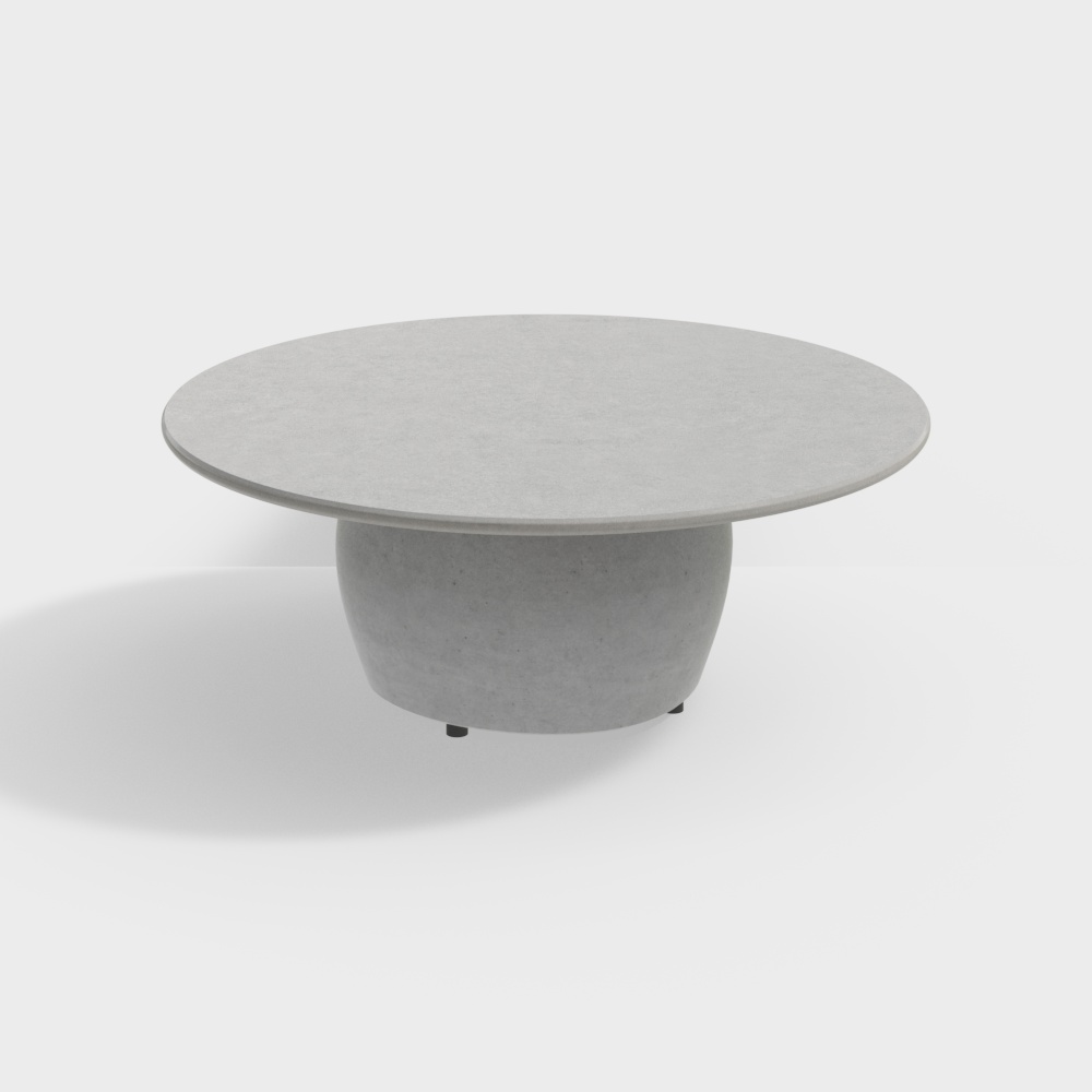 Concrete Round Table 3D Model – Weathered Gray Design