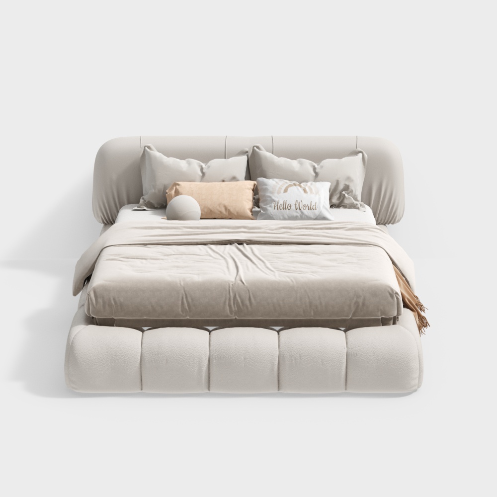 Cozy Retreat Bed 3D Model – Low-Poly Leather Design