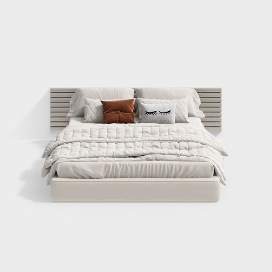 Elegant Minimalist Bed 3D model for Modern Interiors