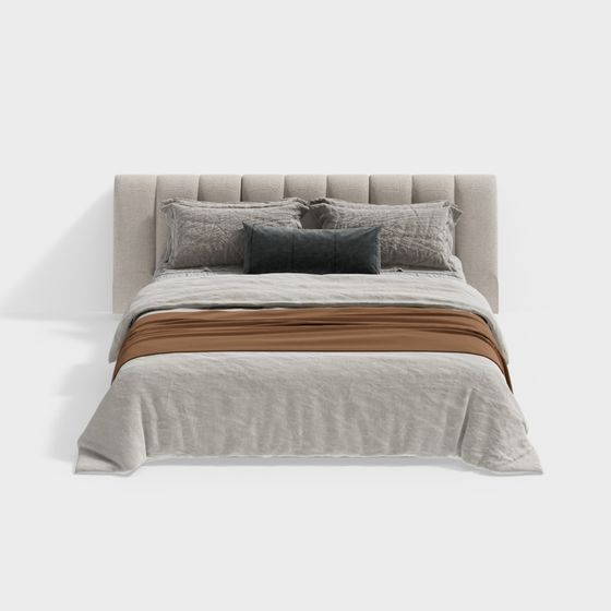 Elegant Low-Polygon 3D Bed Model for Modern Interiors