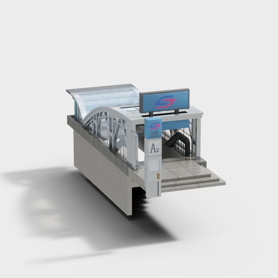 Futuristic Subway Station 3D model