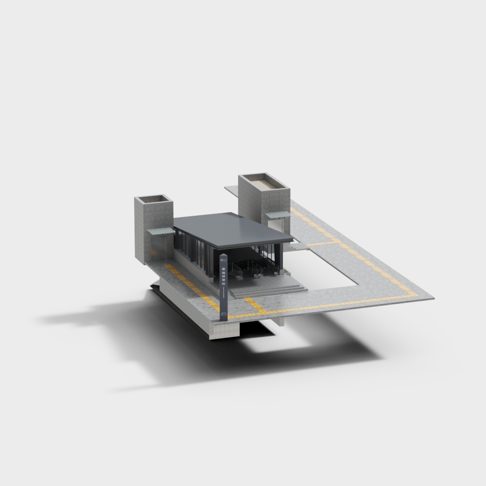 Urban Station 3D model with Unique Geometry