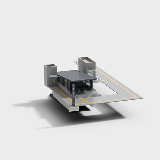 Urban Station 3D model with Unique Geometry