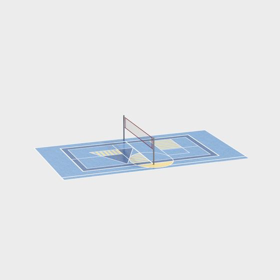 Vibrant Low-Poly Volleyball Court 3D model