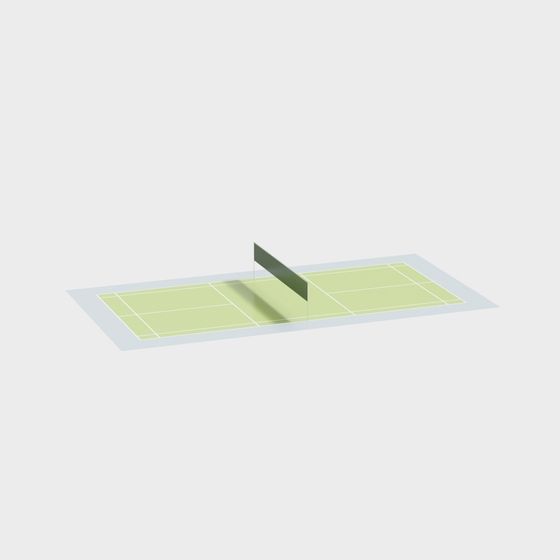 Low-Poly Tennis Court 3D Model