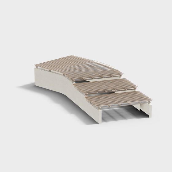 Curved Wood Platform 3D model