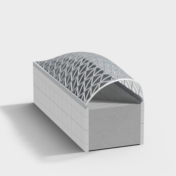 Low-Polygon Futuristic Building 3D model