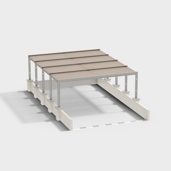 Urban Pavilion Low-Poly High-Detail 3D model