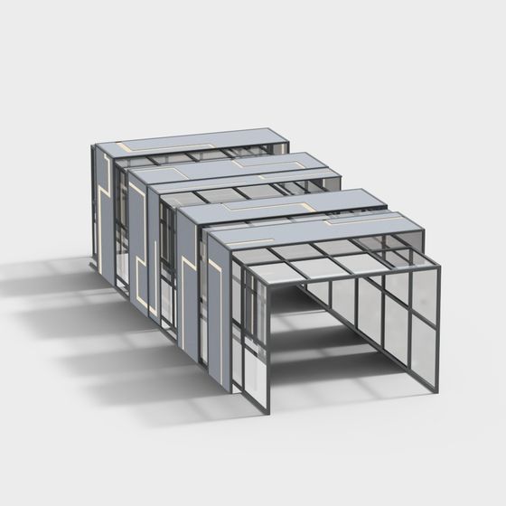 Futuristic Low-Poly Building 3D Model