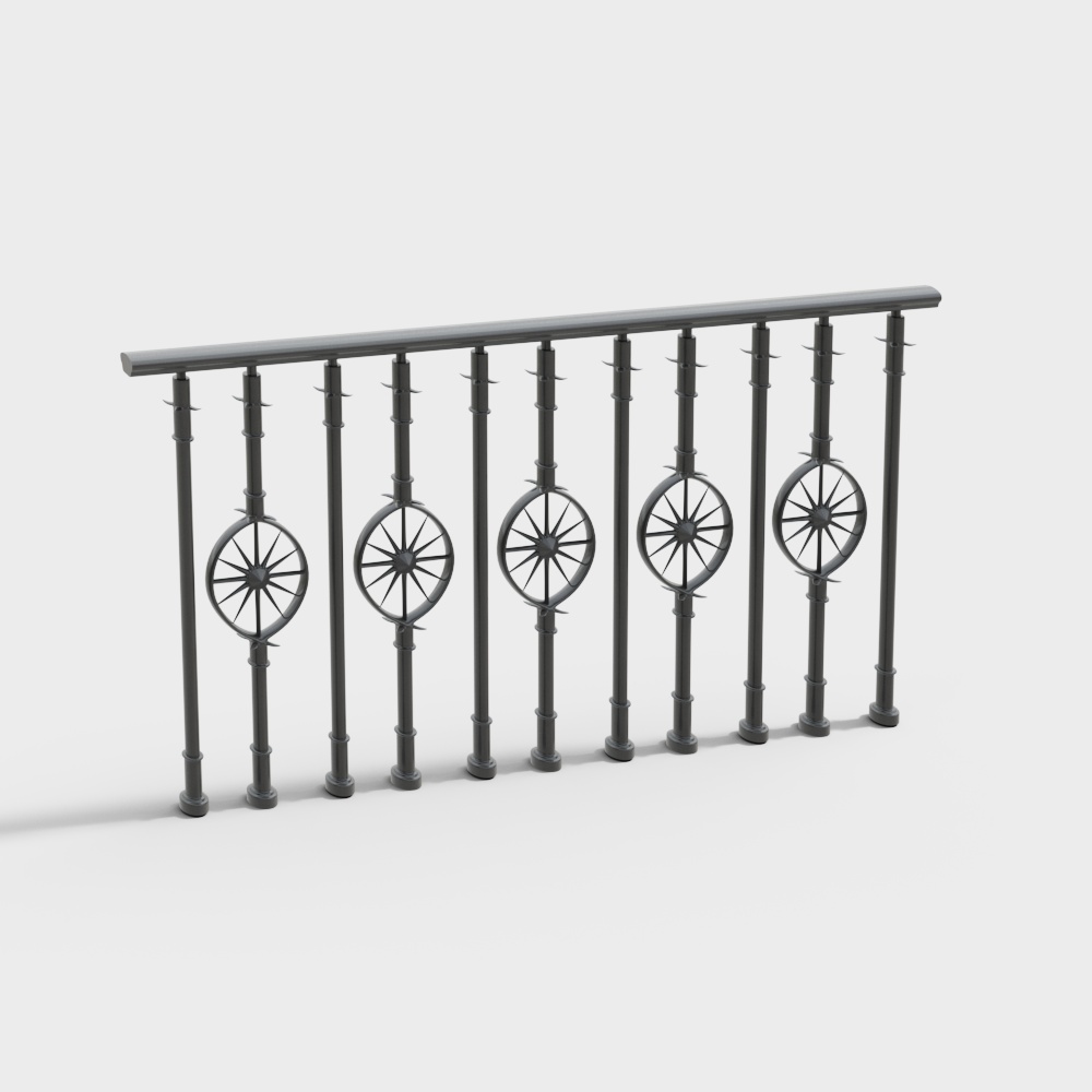 Hàng rào kim loại đen cho cầu thang phong cách Trung Quốc