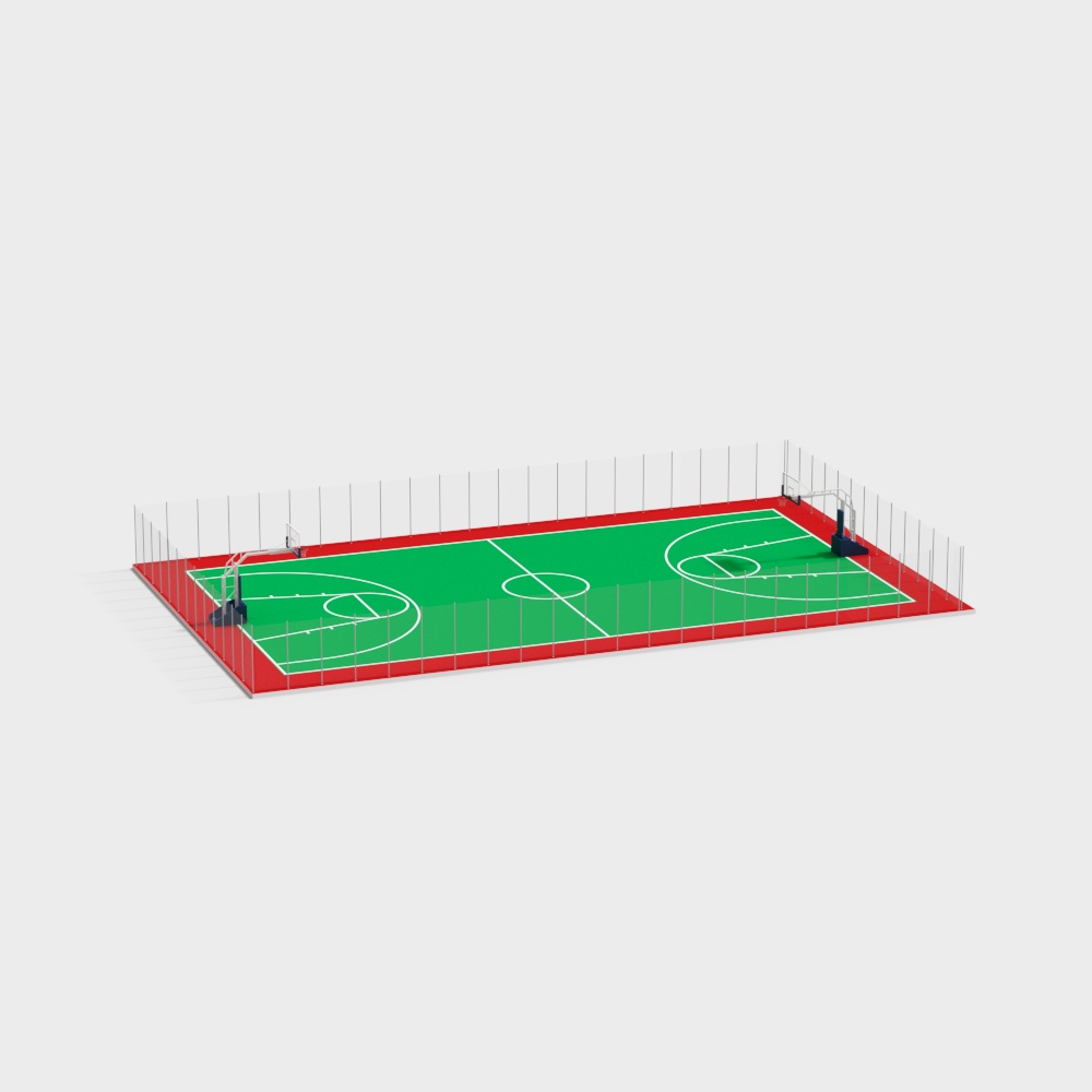 Realistic Low-Poly Basketball Court 3D model