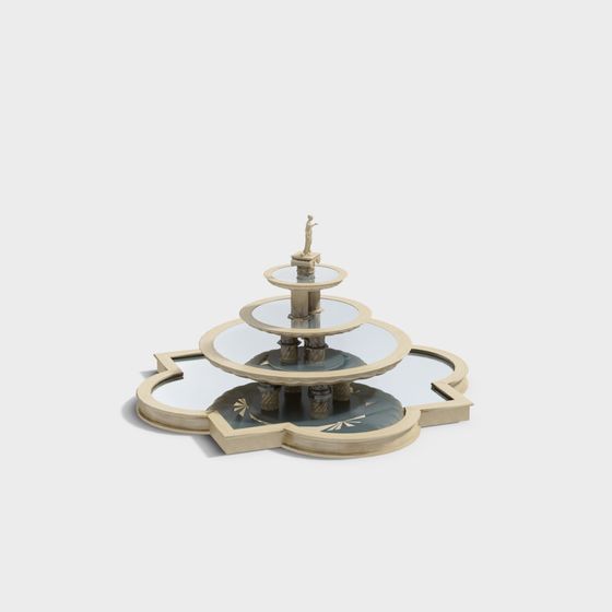 Elegant Roman Fountain Low-Poly 3D Model