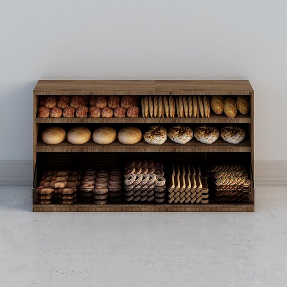 Charming Bread Display Case 3D model for Modern Bakeries