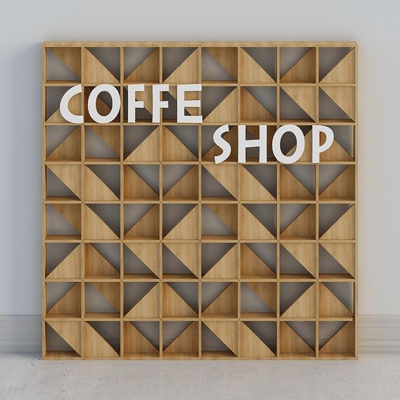 Coffee Shop Wall Shelf 3D model