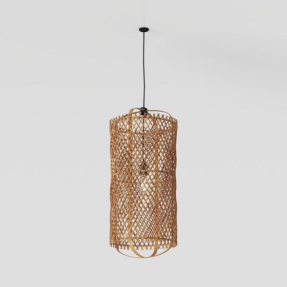 Stylish Bamboo Pendant Light 3D model