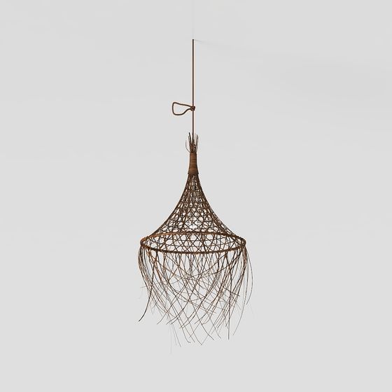 Rustic Woven Pendant Lamp 3D Model