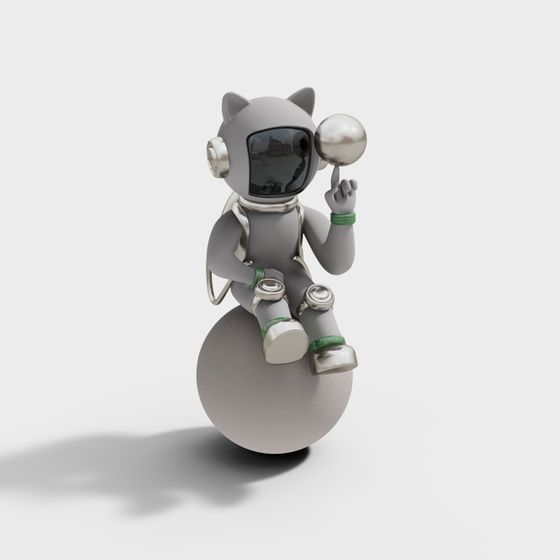 Space Cat 3D Model for Creative Projects