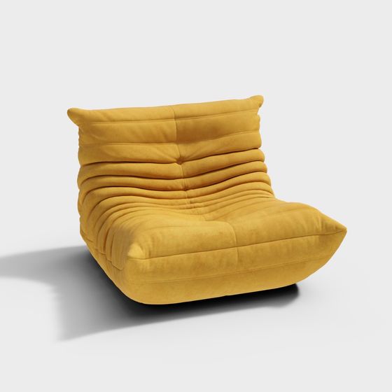 Vibrant Low-Poly Yellow Sofa 3D model