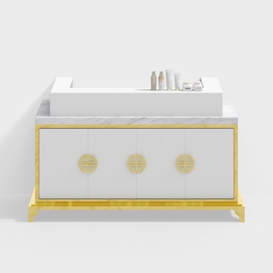 Elegant Bathroom Cabinet 3D model with Modern Aesthetics