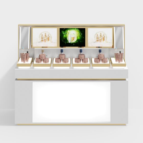 Elegant Low-Poly Display Cabinet 3D model