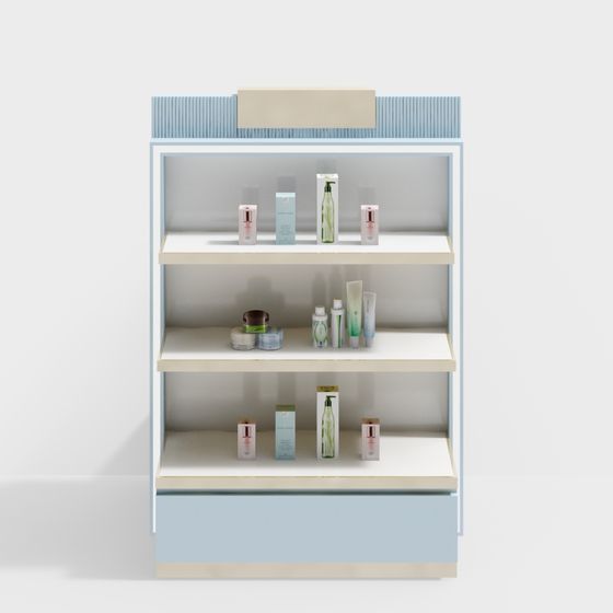 Elegant Low-Poly Display Cabinet 3D model