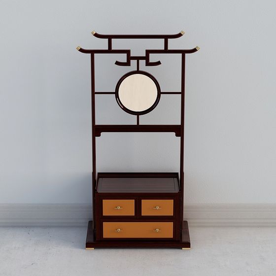 Elegant Chinese-Style Coat Rack 3D model