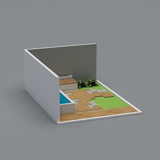 Modern Minimalist Courtyard 3D Model