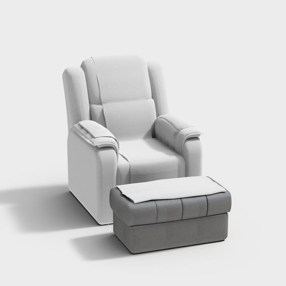 Elegant Comfort Sofa Chair and Ottoman 3D model