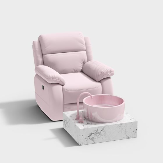 Stylish Pink Seat and Sink 3D model