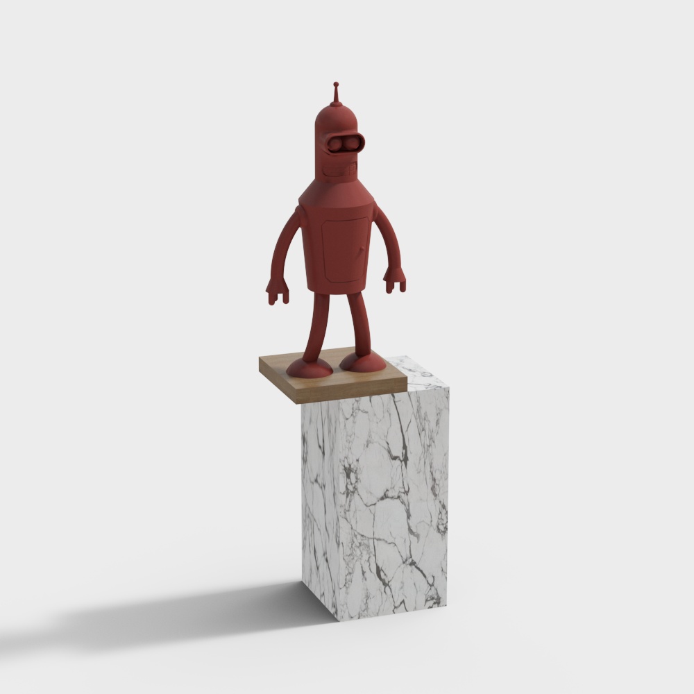 Futuristic Red Robot 3D Model - Bender Character