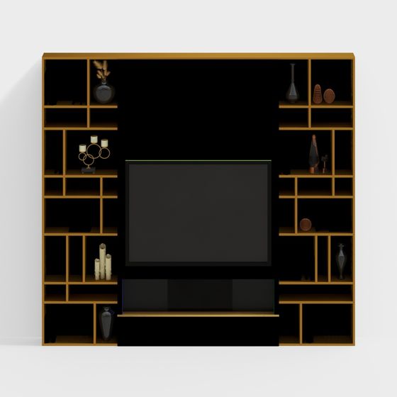 Stylish Low-Poly TV Wall 3D model Design