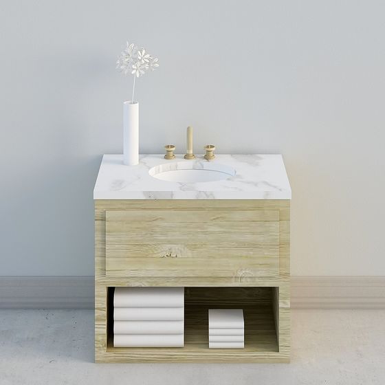 Wood Grain Marble Sink Vanity 3D model