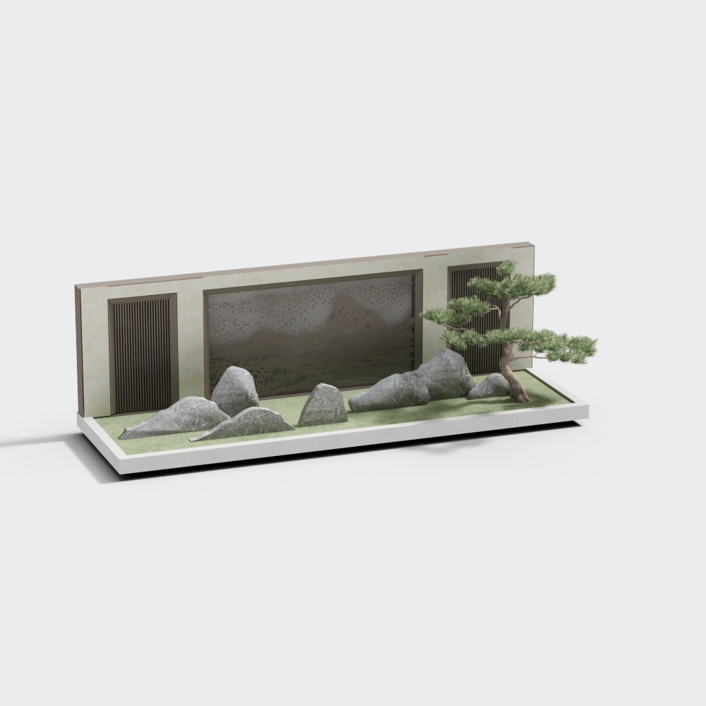 Zen Garden 3D Model in Low Polygon Art