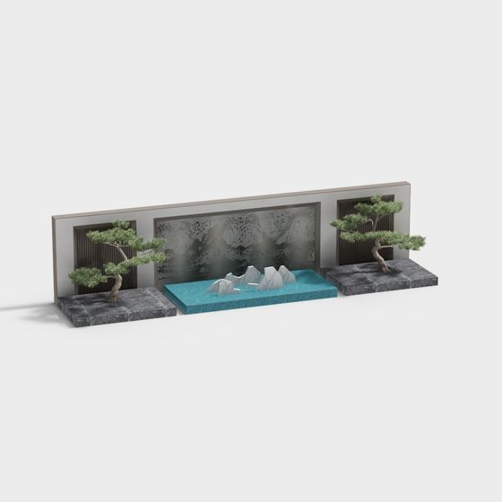 Zen Garden 3D model with Low-Polygon Design